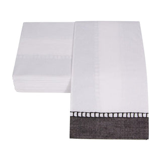 Caspari Linen Border Black Guest Towel 16513G