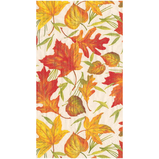 Caspari Woodland Leaves Ivory Guest Towel 16540G