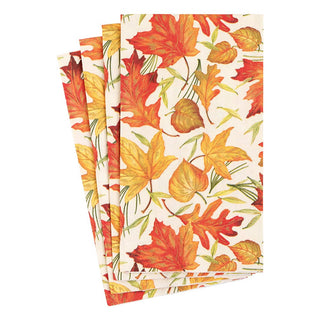 Caspari Woodland Leaves Ivory Guest Towel 16540G