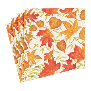 Caspari Woodland Leaves Ivory Napkin Luncheon 16540L