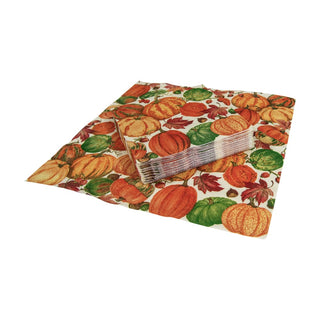 Caspari Pumpkin Field White Napkin Cocktail 16550C