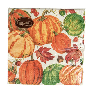 Caspari Pumpkin Field White Napkin Cocktail 16550C