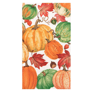 Caspari Pumpkin Field White Guest Towel 16550G