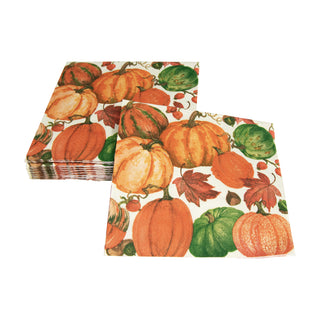 Caspari Pumpkin Field White Napkin Luncheon 16550L