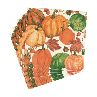 Caspari Pumpkin Field White Napkin Luncheon 16550L