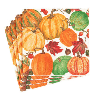 Caspari Pumpkin Field White Napkin Luncheon 16550L