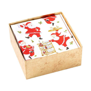 Caspari Cocktails with Santas Boxed Paper Cocktail Napkins - 40 Per Box 16671B