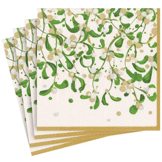 Caspari Modern Mistletoe Dinner Napkin - package of 20 16680D