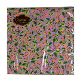 Caspari Berries And Leaves Soft Plum Napkin Cocktail 16701C