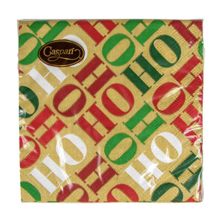 Caspari Ho Ho Ho Gold Napkin Cocktail 16751C