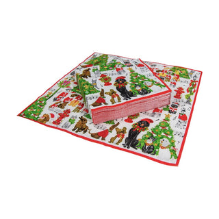 Caspari Caroling Pets Napkin Cocktail 16770C