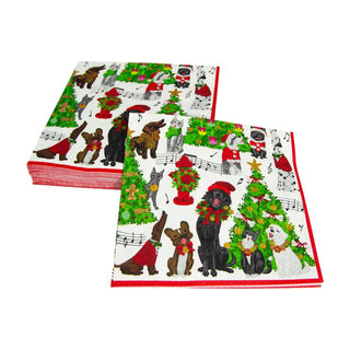 Caspari Caroling Pets Napkin Luncheon 16770L