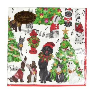 Caspari Caroling Pets Napkin Luncheon 16770L
