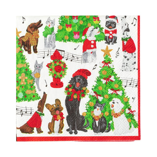 Caspari Caroling Pets Napkin Luncheon 16770L