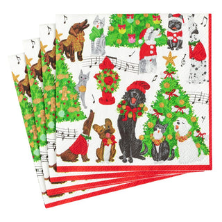 Caspari Caroling Pets Napkin Luncheon 16770L