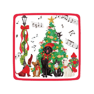 Caspari Caroling Pets  Sq Salad/Dessert Plates Square 16770SP