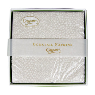 Caspari Pebble Grey-Paper Linen Napkin Box Cocktail-Airlaid 16791B