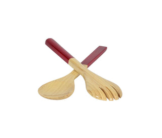 Albert L Punkt Lacquered Bamboo Salad Servers in Red - 1 Pair 16792