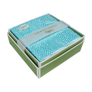 Caspari Pebble Seafoam-Paper Linen Napkin Box Cocktail-Airlaid 16794B