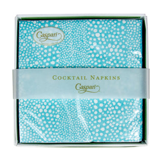 Caspari Pebble Seafoam-Paper Linen Napkin Box Cocktail-Airlaid 16794B