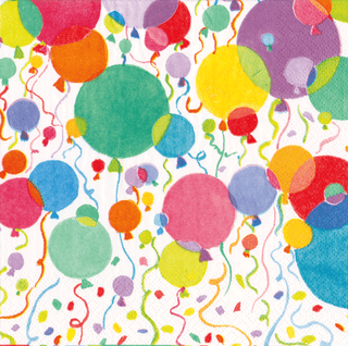 Caspari Balloons And Confetti White Napkin Cocktail 16810C