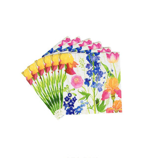 Caspari Summer Garden White  Napkin Box Cocktail - 40 per box 16850B