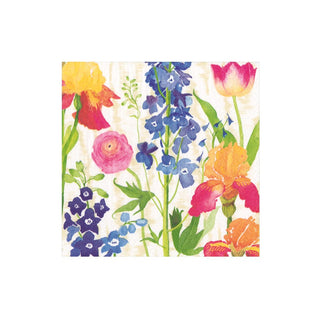 Caspari Summer Garden White Napkin Cocktail 16850C