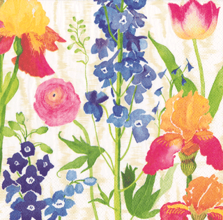 Caspari Summer Garden White Napkin Cocktail 16850C
