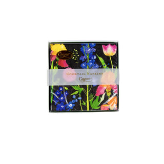 Caspari Summer Garden Black  Napkin Box Cocktail - 40 per box 16851B