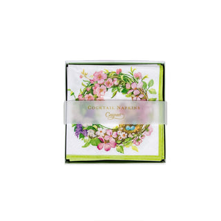 Caspari Spring Wreath  Napkin Box Cocktail - 40 per box 16860B
