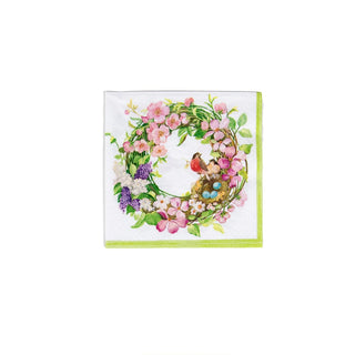 Caspari Spring Wreath  Napkin Box Cocktail - 40 per box 16860B