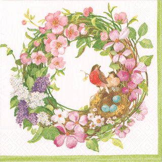 Caspari Spring Wreath Napkin Cocktail 16860C