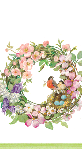 Caspari Spring Wreath Guest Towel 16860G