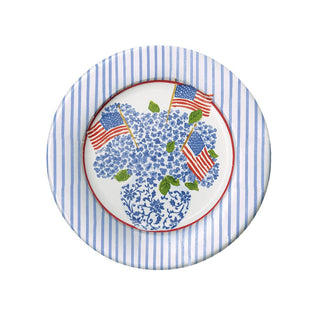 Caspari Flags And Hydrangeas Salad/Dessert Plates 16900SP