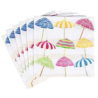 Caspari Beach Umbrellas Napkin Cocktail 16910C