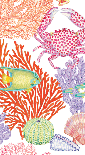 Caspari Under The Sea Guest Towel 17060G