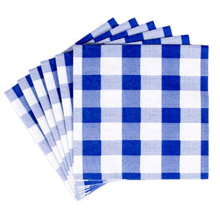Caspari Gingham Blue Napkin Cocktail 17070C