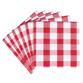 Caspari Gingham Red Napkin Cocktail 17071C