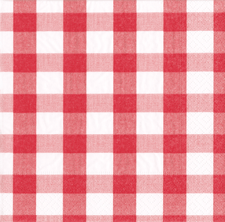 Caspari Gingham Red Napkin Cocktail 17071C