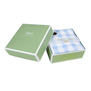 Caspari Gingham Light Blue  Napkin Box Cocktail - 40 per box 17072B