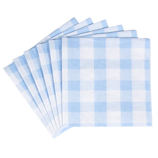 Caspari Gingham Light Blue Napkin Cocktail 17072C