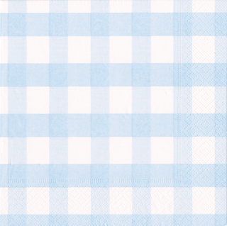 Caspari Gingham Light Blue Napkin Cocktail 17072C
