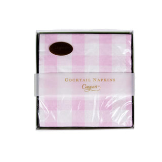 Caspari Gingham Pink  Napkin Box Cocktail - 40 per box 17073B