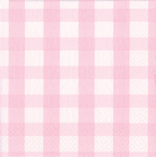 Caspari Gingham Pink Napkin Cocktail 17073C