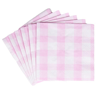 Caspari Gingham Pink Napkin Cocktail 17073C