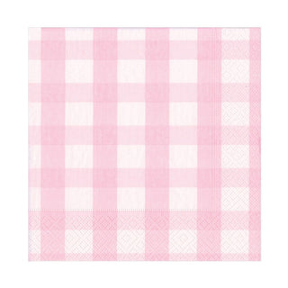 Caspari Gingham Pink Napkin Luncheon 17073L