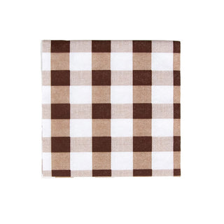 Caspari Gingham Chocolate Napkin Cocktail 17074C