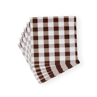 Caspari Gingham Paper Luncheon Napkins in Chocolate - 20 Per Package 17074L