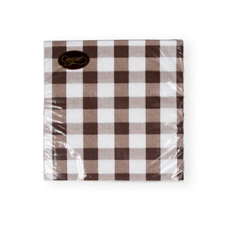 Caspari Gingham Paper Luncheon Napkins in Chocolate - 20 Per Package 17074L