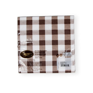 Caspari Gingham Paper Luncheon Napkins in Chocolate - 20 Per Package 17074L